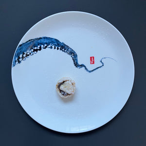 large plate blue octopus one tentacle
